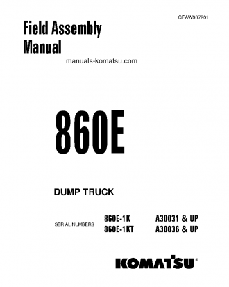 860E-1(USA)-K S/N A30031-UP Field assembly manual (English)