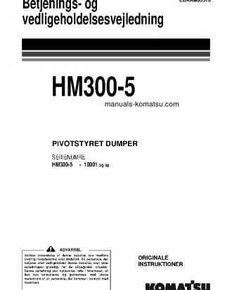 HM300-5(JPN) S/N 10001-UP Operation manual (Danish)