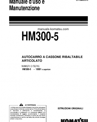 HM300-5(JPN) S/N 10001-UP Operation manual (Italian)