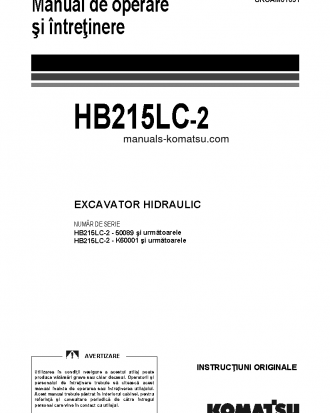 HB215LC-2(GBR) S/N 50089-UP Operation manual (Romanian)