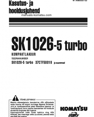 SK1026-5(ITA) S/N 37CTF50019-37CTF50072 Operation manual (Estonian)