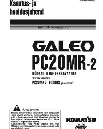 PC20MR-2(ITA) S/N F00003-UP Operation manual (Estonian)