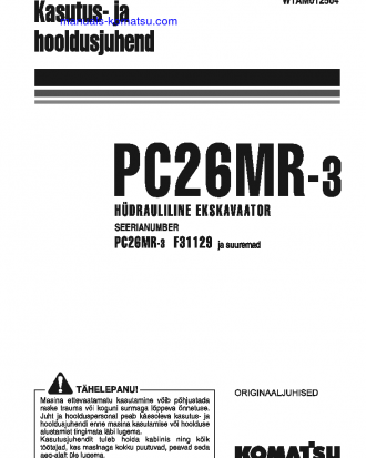 PC26MR-3(ITA) S/N F31129-UP Operation manual (Estonian)