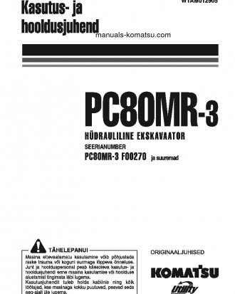 PC80MR-3(ITA) S/N F00270-UP Operation manual (Estonian)