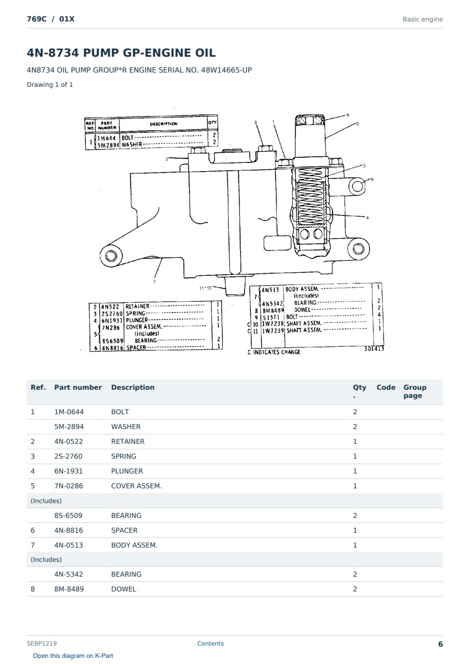 Caterpillar 769C S/N 01X Partsbook SEBP1219 (English) - sample page 6 of 10 Caterpillar 769C S/N 01X Partsbook SEBP1219 (English) - sample page 6 of 10