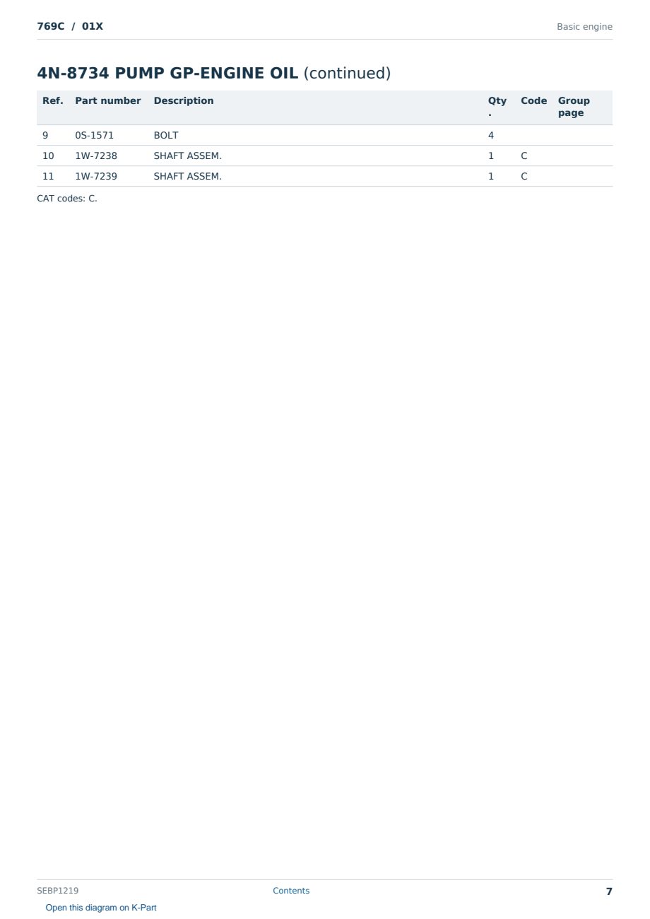 Caterpillar 769C S/N 01X Partsbook SEBP1219 (English) - sample page 7 of 10 Caterpillar 769C S/N 01X Partsbook SEBP1219 (English) - sample page 7 of 10