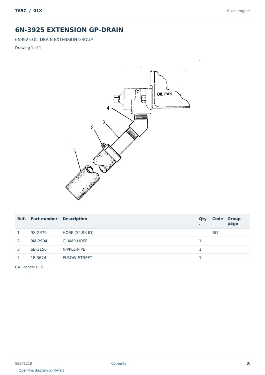 Caterpillar 769C S/N 01X Partsbook SEBP1219 (English) - sample page 8 of 10 Caterpillar 769C S/N 01X Partsbook SEBP1219 (English) - sample page 8 of 10