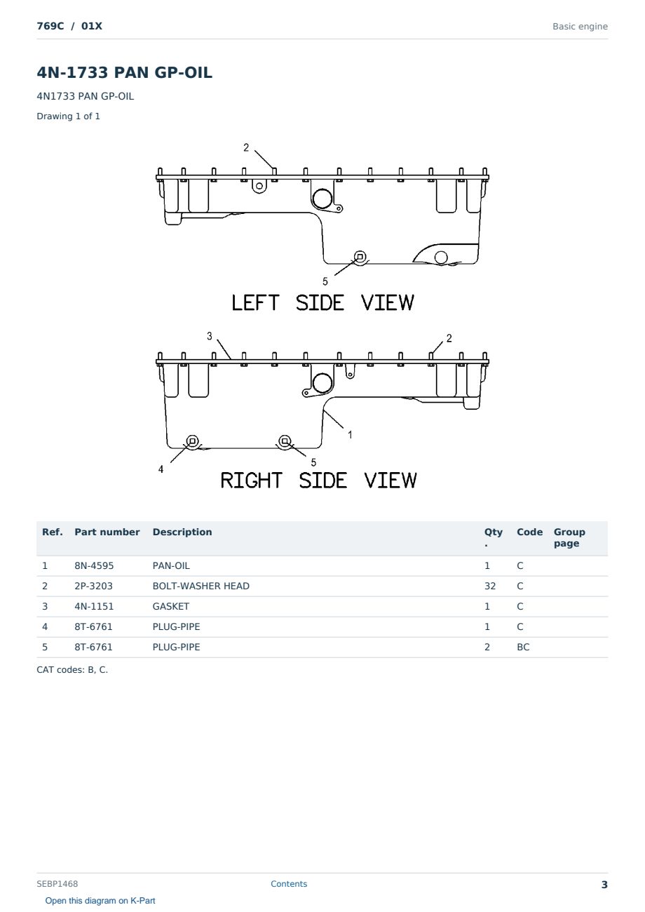 Caterpillar 769C S/N 01X Partsbook SEBP1468 (English) - sample page 3 of 10 Caterpillar 769C S/N 01X Partsbook SEBP1468 (English) - sample page 3 of 10