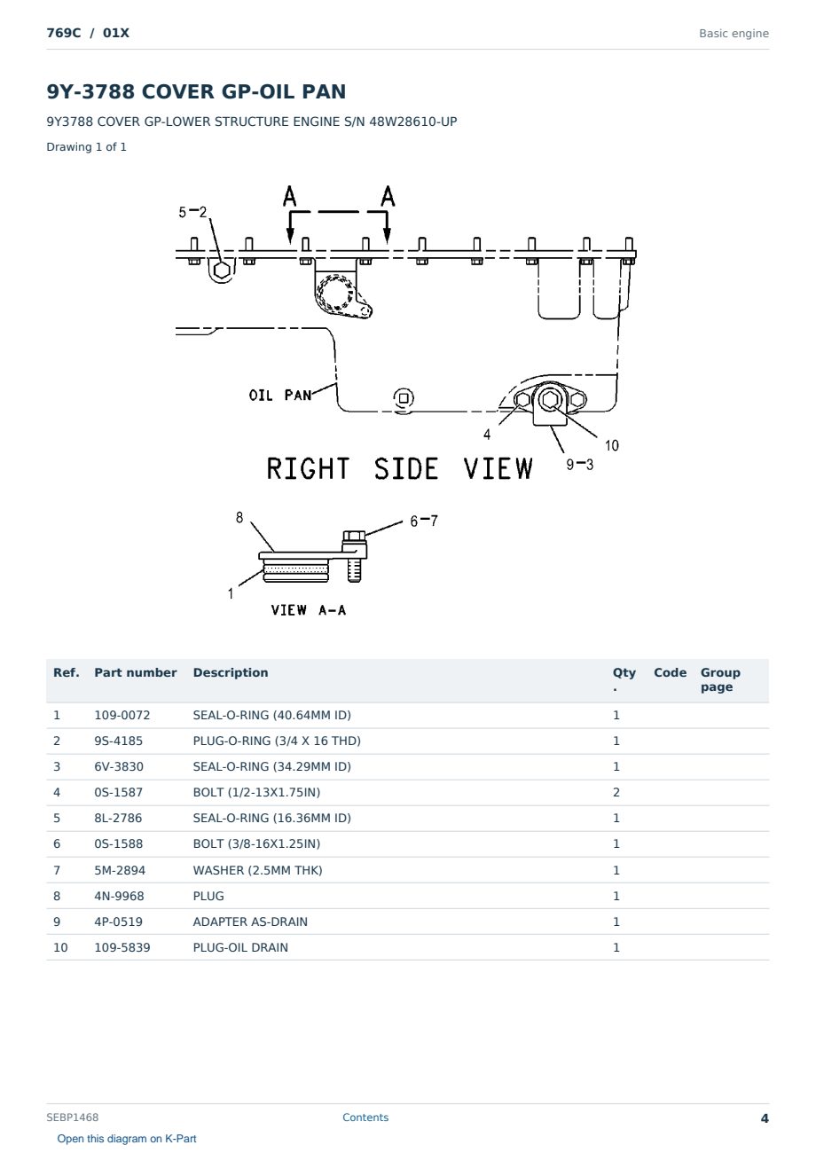 Caterpillar 769C S/N 01X Partsbook SEBP1468 (English) - sample page 4 of 10 Caterpillar 769C S/N 01X Partsbook SEBP1468 (English) - sample page 4 of 10