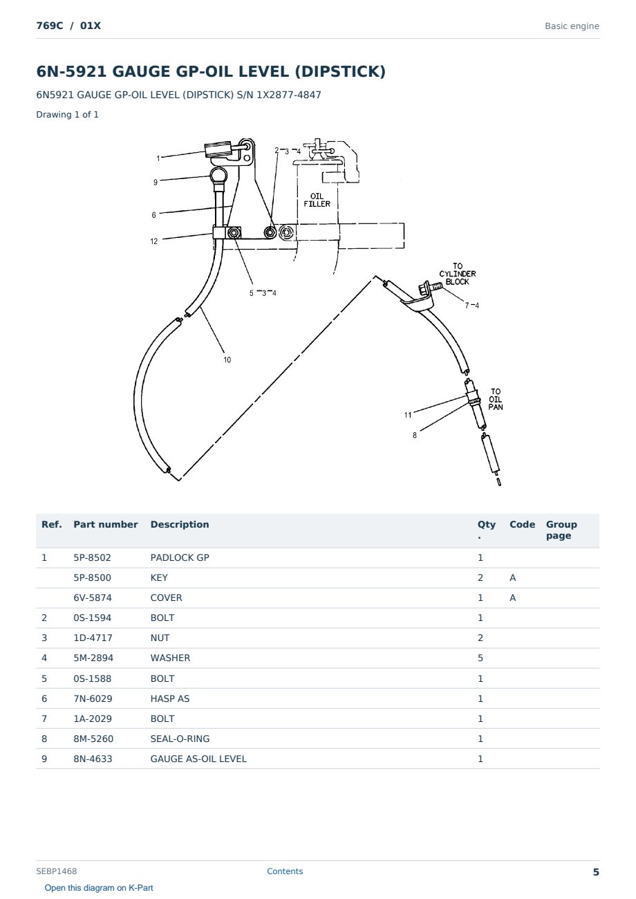 Caterpillar 769C S/N 01X Partsbook SEBP1468 (English) - sample page 5 of 10 Caterpillar 769C S/N 01X Partsbook SEBP1468 (English) - sample page 5 of 10