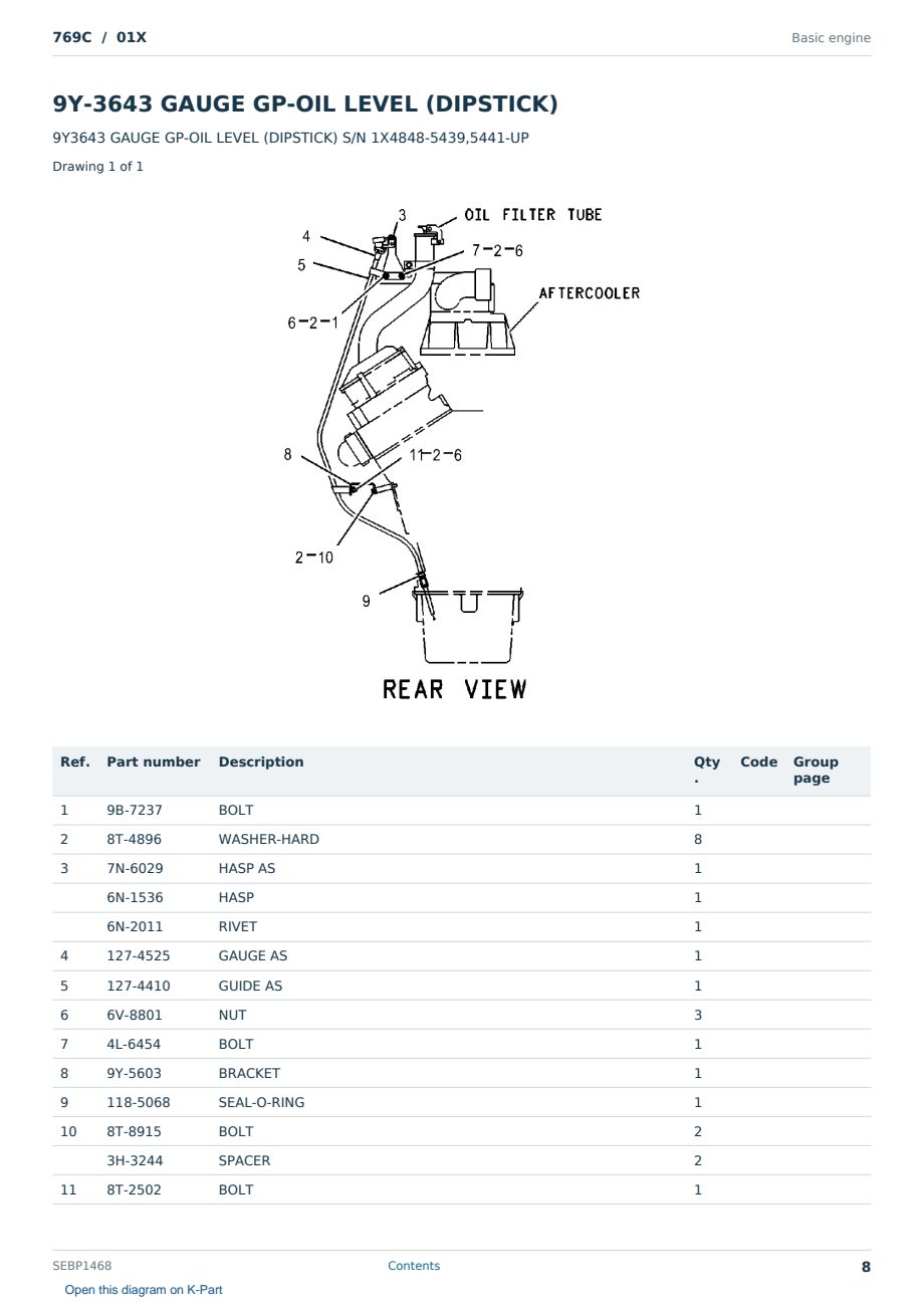 Caterpillar 769C S/N 01X Partsbook SEBP1468 (English) - sample page 8 of 10 Caterpillar 769C S/N 01X Partsbook SEBP1468 (English) - sample page 8 of 10