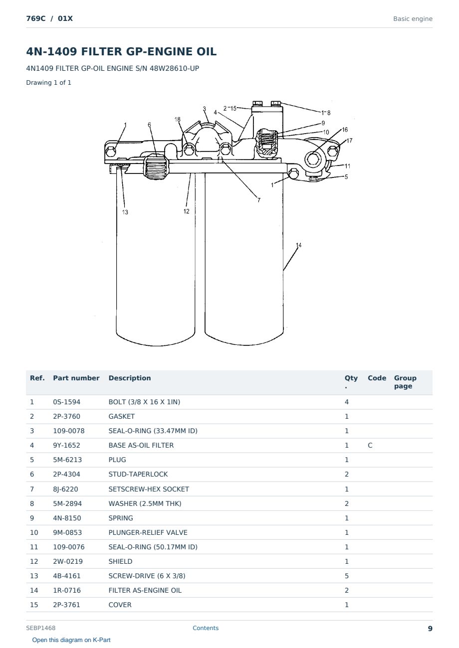 Caterpillar 769C S/N 01X Partsbook SEBP1468 (English) - sample page 9 of 10 Caterpillar 769C S/N 01X Partsbook SEBP1468 (English) - sample page 9 of 10