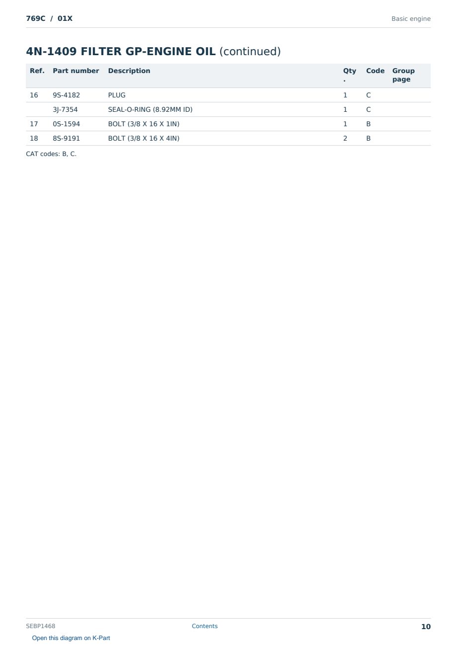 Caterpillar 769C S/N 01X Partsbook SEBP1468 (English) - sample page 10 of 10 Caterpillar 769C S/N 01X Partsbook SEBP1468 (English) - sample page 10 of 10
