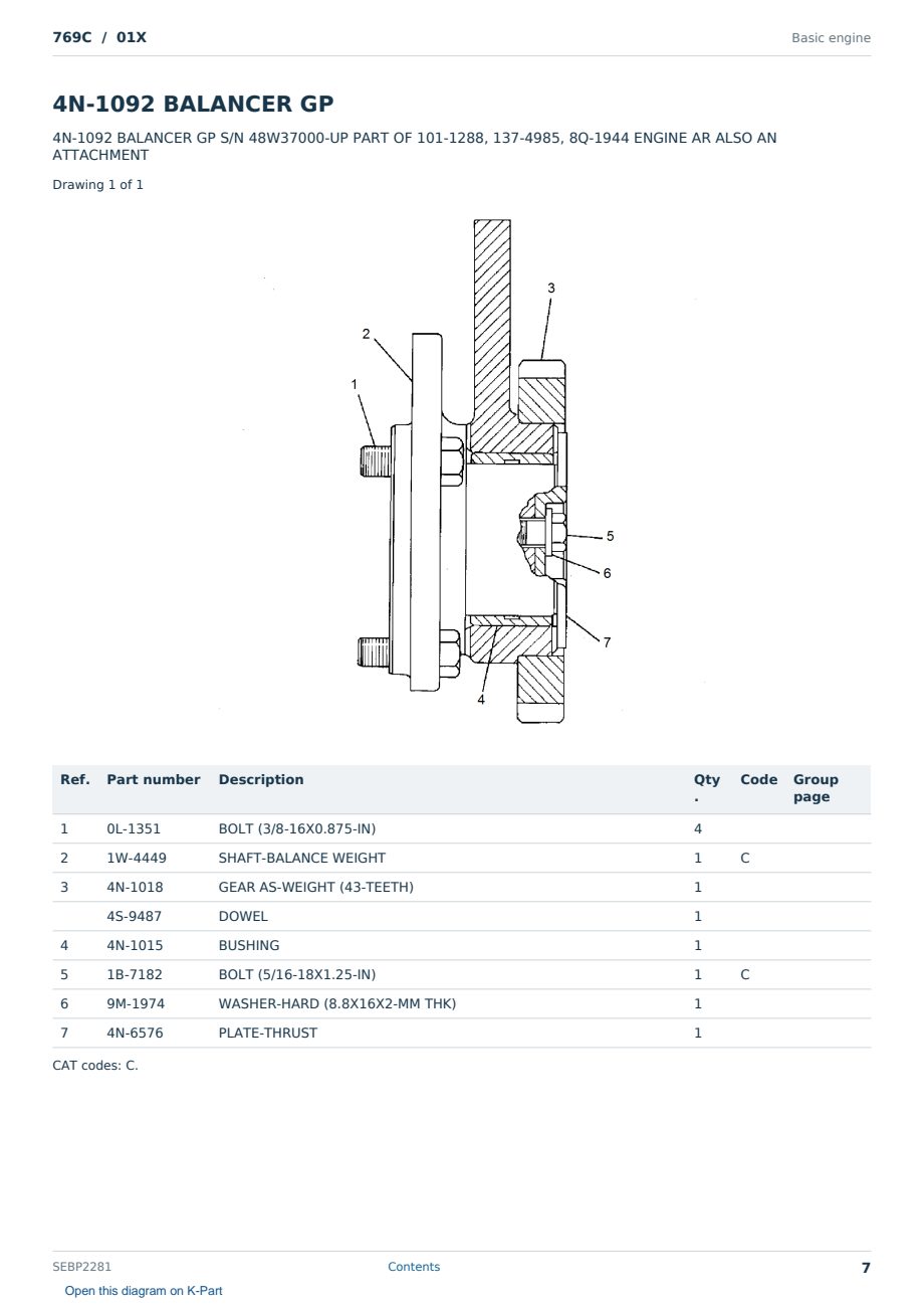 Caterpillar 769C S/N 01X Partsbook SEBP2281 (English) - sample page 7 of 10 Caterpillar 769C S/N 01X Partsbook SEBP2281 (English) - sample page 7 of 10