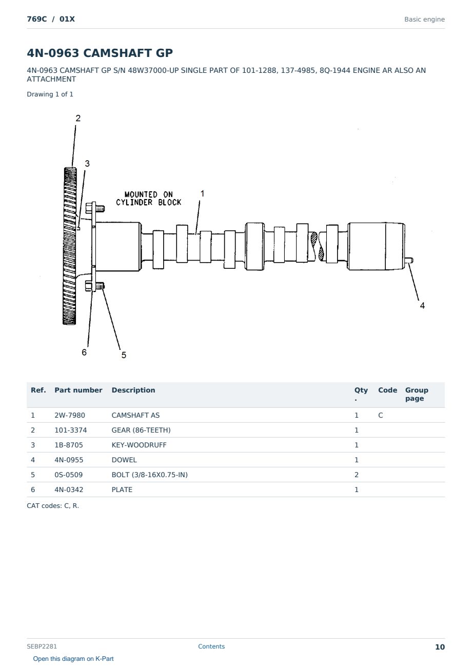 Caterpillar 769C S/N 01X Partsbook SEBP2281 (English) - sample page 10 of 10 Caterpillar 769C S/N 01X Partsbook SEBP2281 (English) - sample page 10 of 10