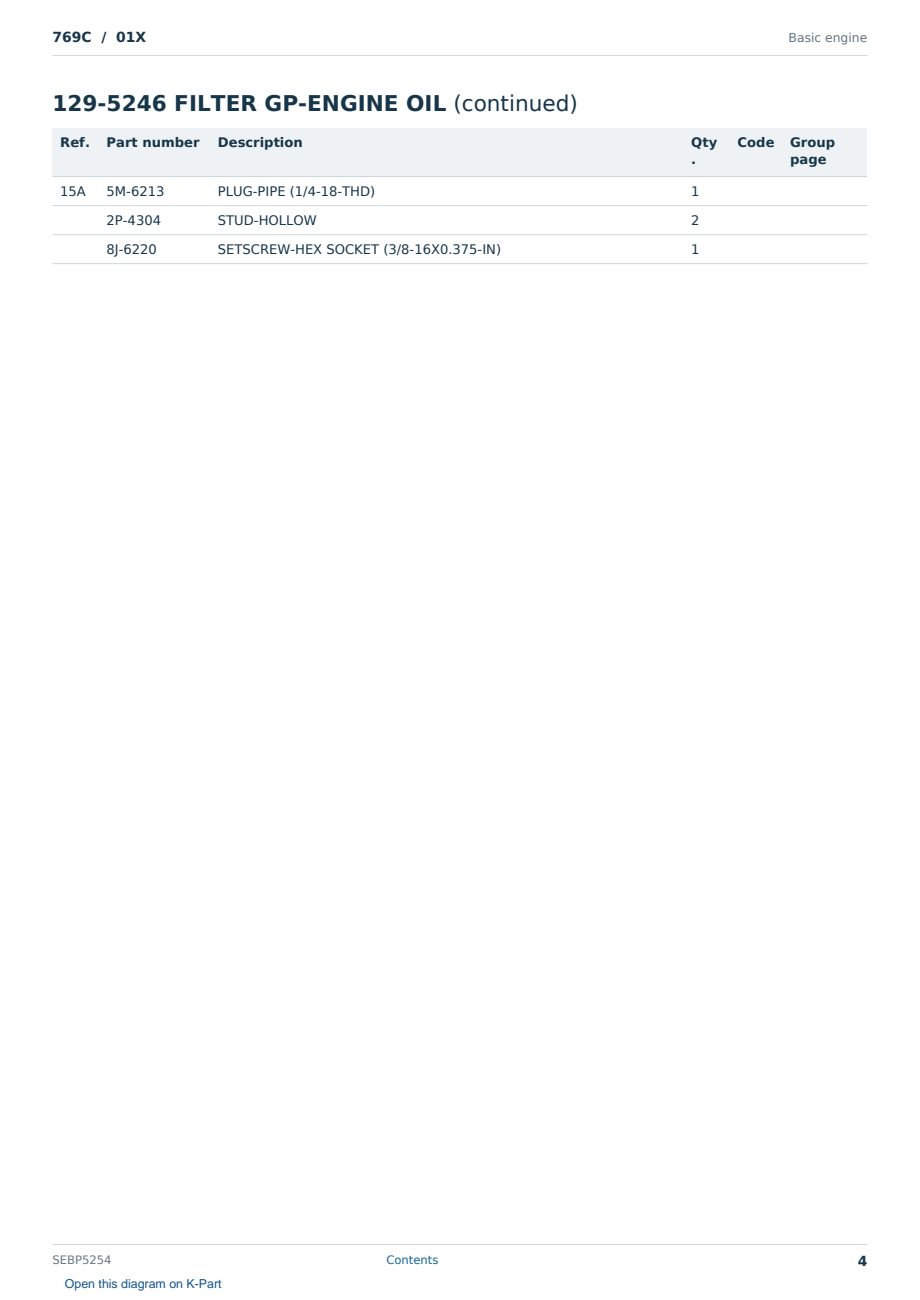 Caterpillar 769C S/N 01X Partsbook SEBP5254 (English) - sample page 4 of 10 Caterpillar 769C S/N 01X Partsbook SEBP5254 (English) - sample page 4 of 10