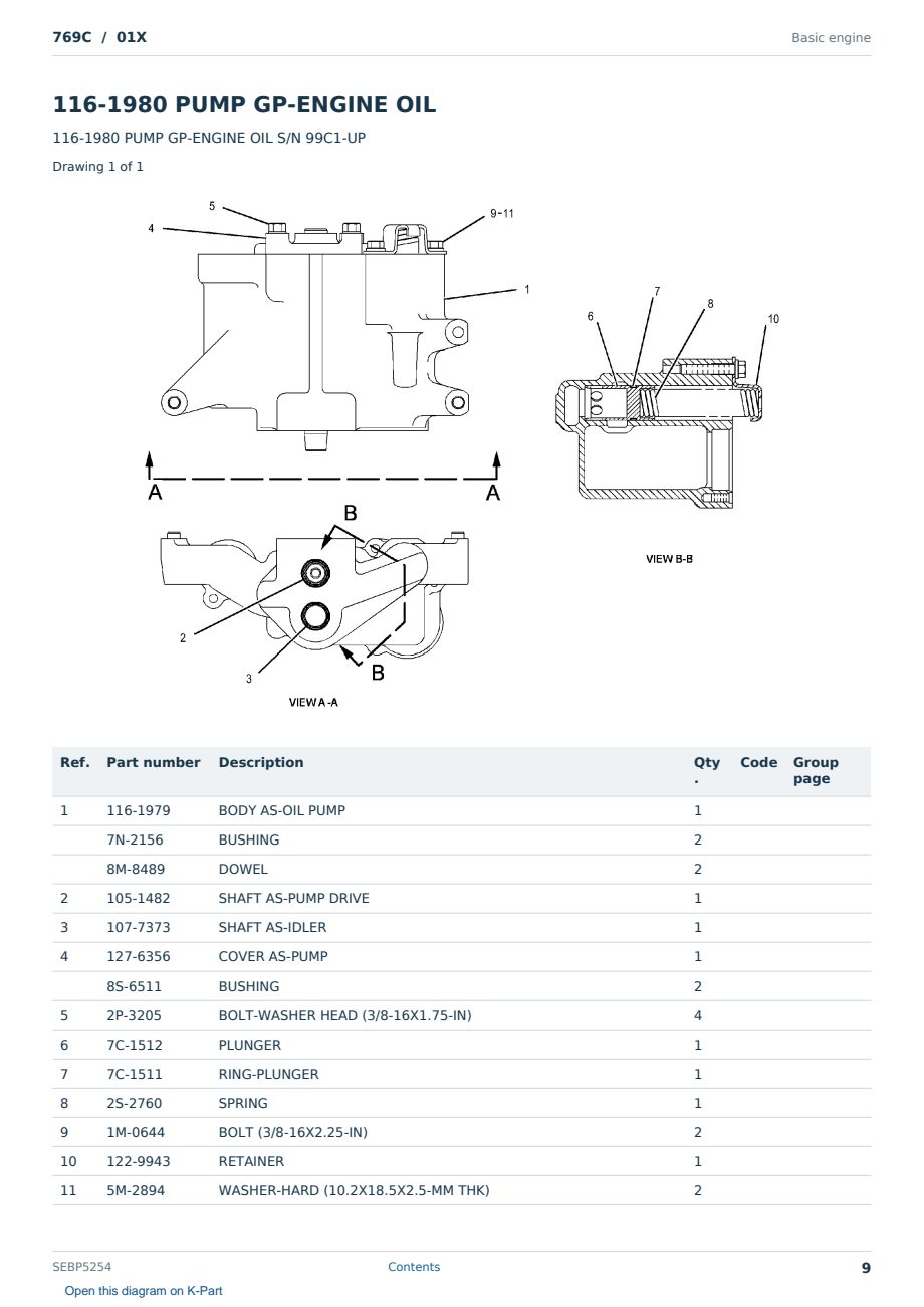 Caterpillar 769C S/N 01X Partsbook SEBP5254 (English) - sample page 9 of 10 Caterpillar 769C S/N 01X Partsbook SEBP5254 (English) - sample page 9 of 10