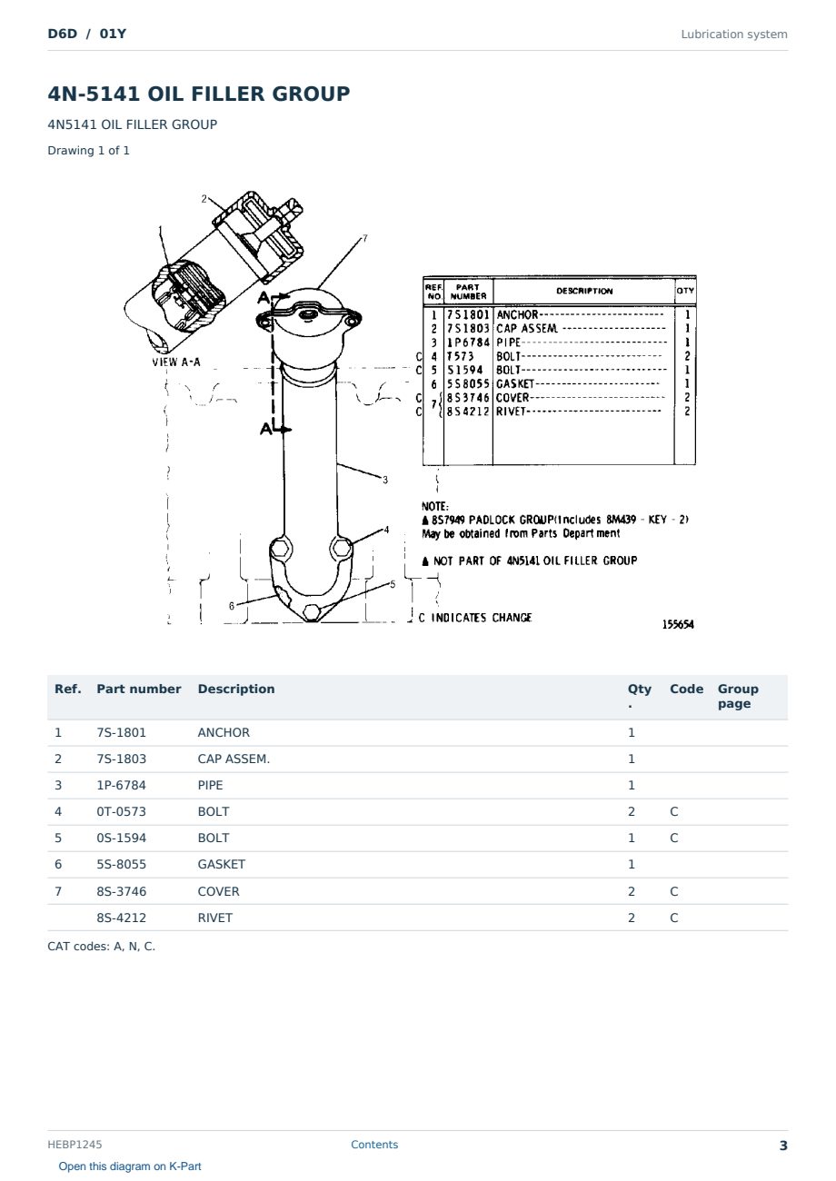 Caterpillar D6D S/N 01Y Partsbook HEBP1245 (English) - sample page 3 of 10 Caterpillar D6D S/N 01Y Partsbook HEBP1245 (English) - sample page 3 of 10