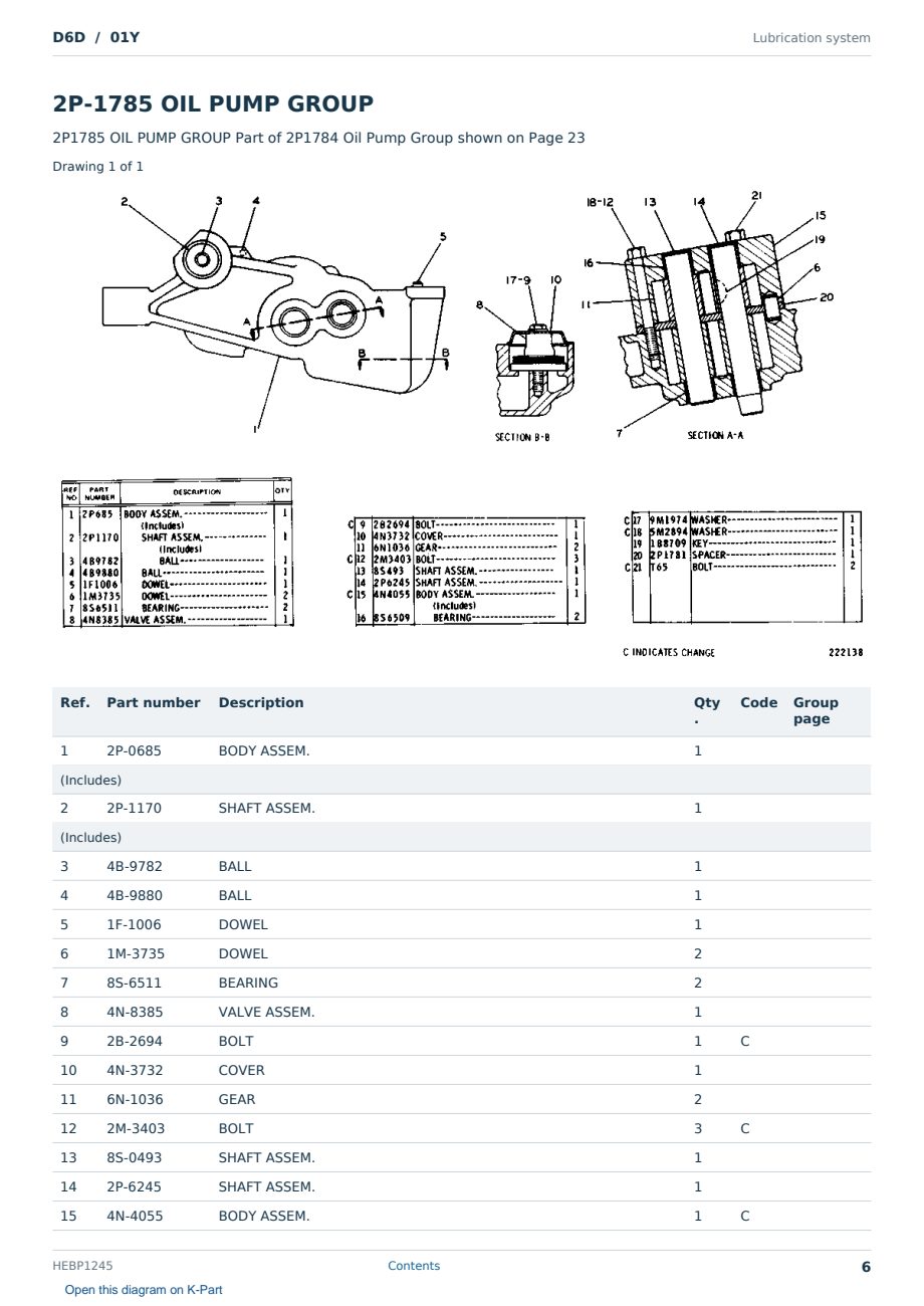 Caterpillar D6D S/N 01Y Partsbook HEBP1245 (English) - sample page 6 of 10 Caterpillar D6D S/N 01Y Partsbook HEBP1245 (English) - sample page 6 of 10