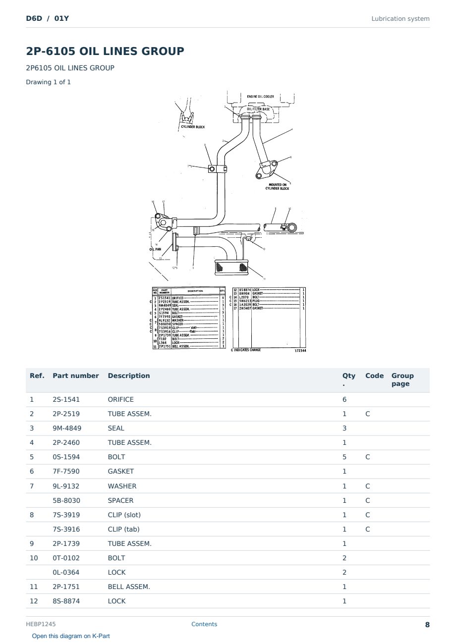 Caterpillar D6D S/N 01Y Partsbook HEBP1245 (English) - sample page 8 of 10 Caterpillar D6D S/N 01Y Partsbook HEBP1245 (English) - sample page 8 of 10