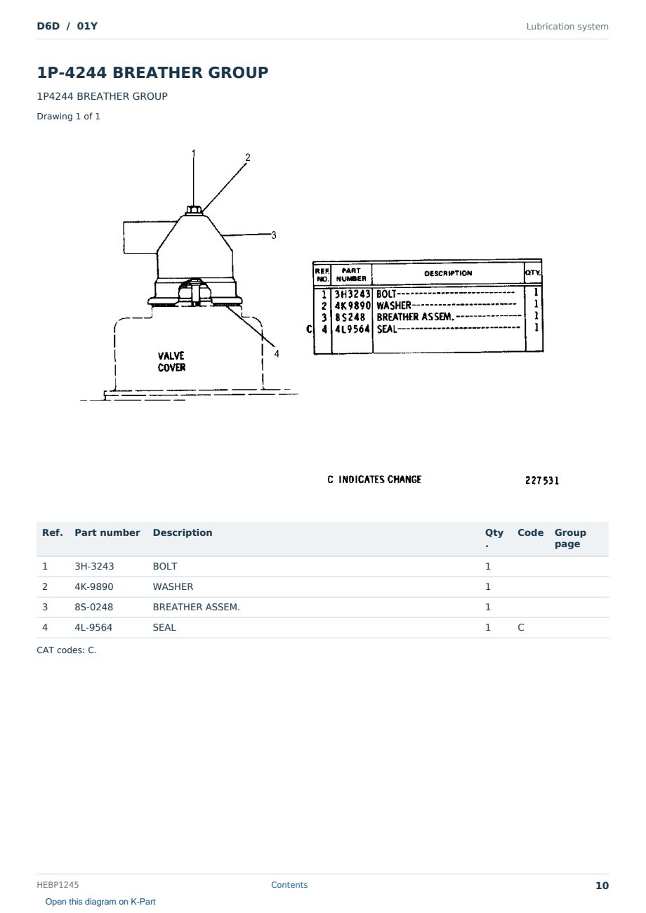 Caterpillar D6D S/N 01Y Partsbook HEBP1245 (English) - sample page 10 of 10 Caterpillar D6D S/N 01Y Partsbook HEBP1245 (English) - sample page 10 of 10