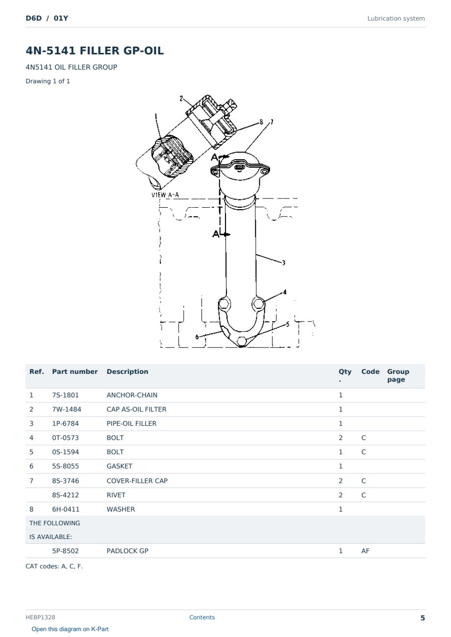 Caterpillar D6D S/N 01Y Partsbook HEBP1328 (English) - sample page 5 of 10 Caterpillar D6D S/N 01Y Partsbook HEBP1328 (English) - sample page 5 of 10