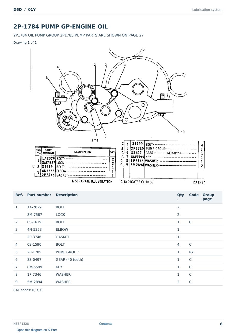 Caterpillar D6D S/N 01Y Partsbook HEBP1328 (English) - sample page 6 of 10 Caterpillar D6D S/N 01Y Partsbook HEBP1328 (English) - sample page 6 of 10