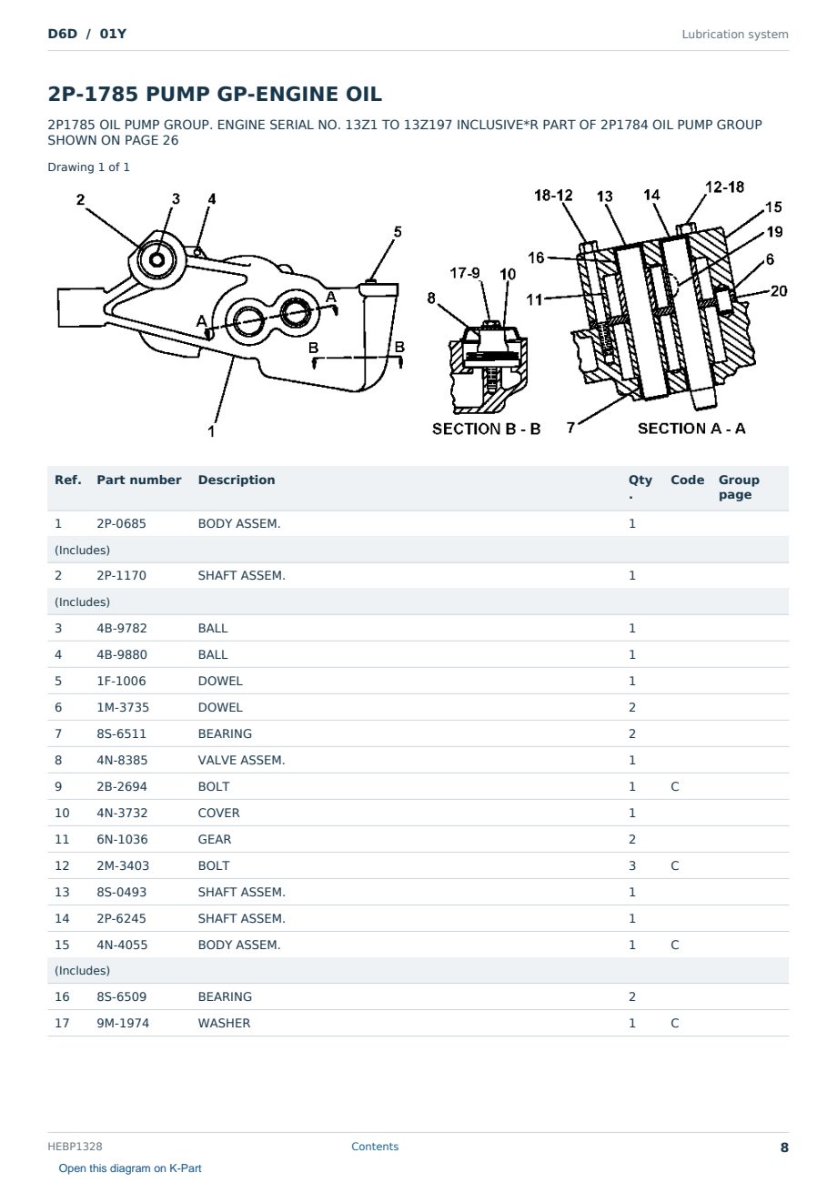 Caterpillar D6D S/N 01Y Partsbook HEBP1328 (English) - sample page 8 of 10 Caterpillar D6D S/N 01Y Partsbook HEBP1328 (English) - sample page 8 of 10