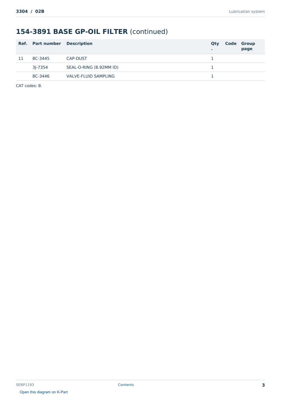Caterpillar 3304 S/N 02B Partsbook SEBP1193 (English) - sample page 3 of 10 Caterpillar 3304 S/N 02B Partsbook SEBP1193 (English) - sample page 3 of 10