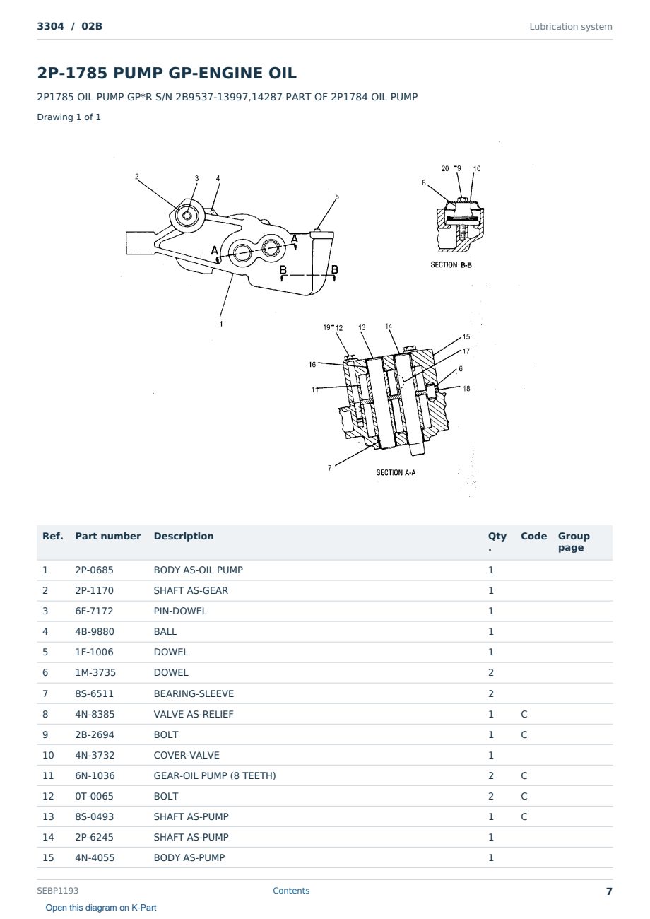 Caterpillar 3304 S/N 02B Partsbook SEBP1193 (English) - sample page 7 of 10 Caterpillar 3304 S/N 02B Partsbook SEBP1193 (English) - sample page 7 of 10
