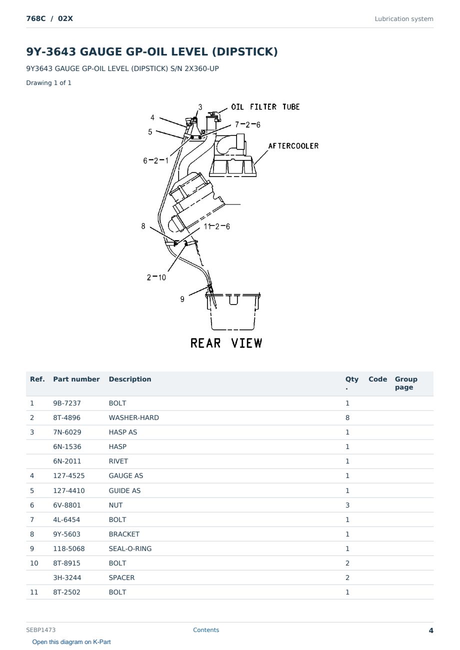 Caterpillar 768C S/N 02X Partsbook SEBP1473 (English) - sample page 4 of 10 Caterpillar 768C S/N 02X Partsbook SEBP1473 (English) - sample page 4 of 10