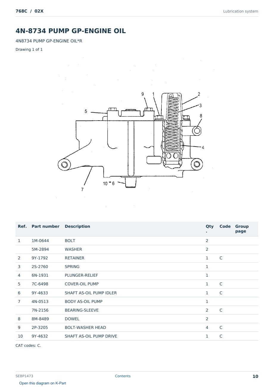 Caterpillar 768C S/N 02X Partsbook SEBP1473 (English) - sample page 10 of 10 Caterpillar 768C S/N 02X Partsbook SEBP1473 (English) - sample page 10 of 10