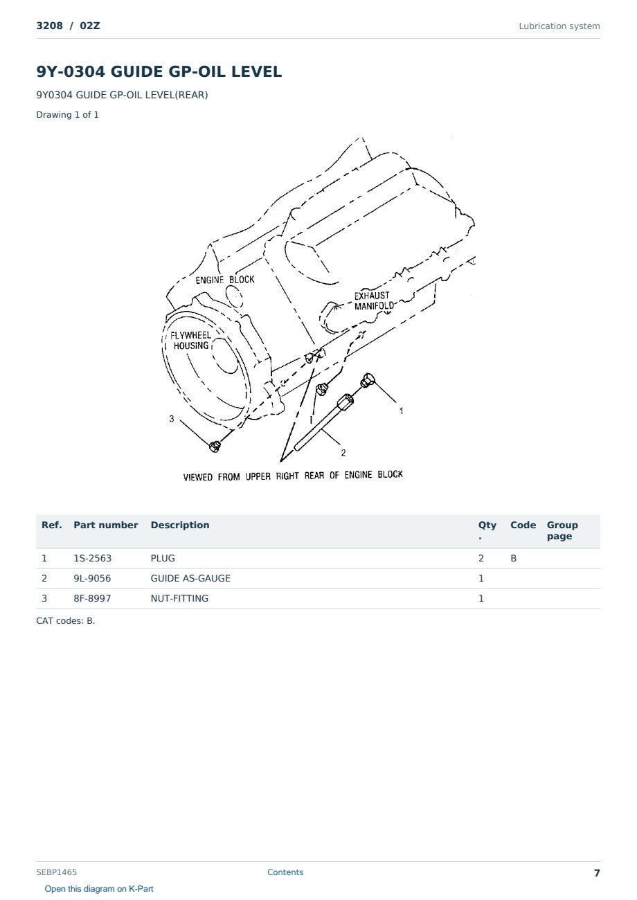 Caterpillar 3208 S/N 02Z Partsbook SEBP1465 (English) - sample page 7 of 10 Caterpillar 3208 S/N 02Z Partsbook SEBP1465 (English) - sample page 7 of 10