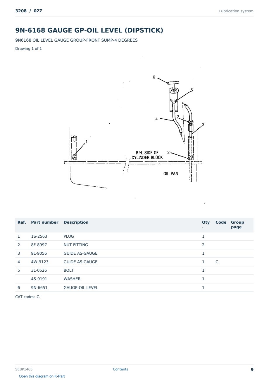 Caterpillar 3208 S/N 02Z Partsbook SEBP1465 (English) - sample page 9 of 10 Caterpillar 3208 S/N 02Z Partsbook SEBP1465 (English) - sample page 9 of 10