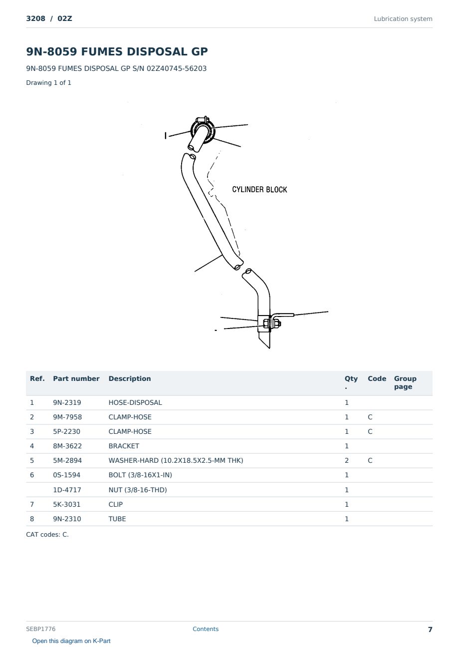 Caterpillar 3208 S/N 02Z Partsbook SEBP1776 (English) - sample page 7 of 10 Caterpillar 3208 S/N 02Z Partsbook SEBP1776 (English) - sample page 7 of 10