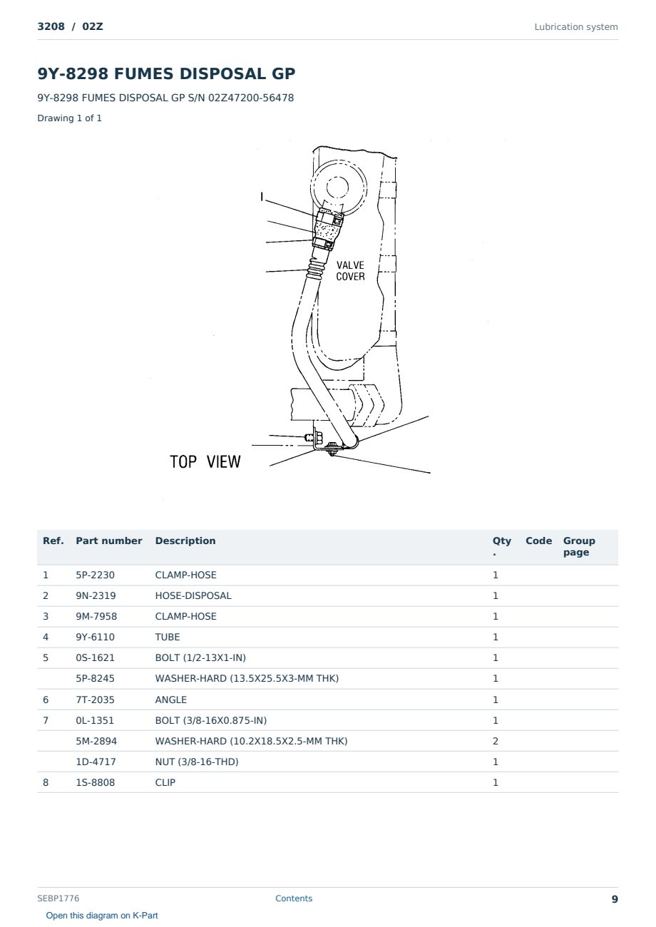 Caterpillar 3208 S/N 02Z Partsbook SEBP1776 (English) - sample page 9 of 10 Caterpillar 3208 S/N 02Z Partsbook SEBP1776 (English) - sample page 9 of 10