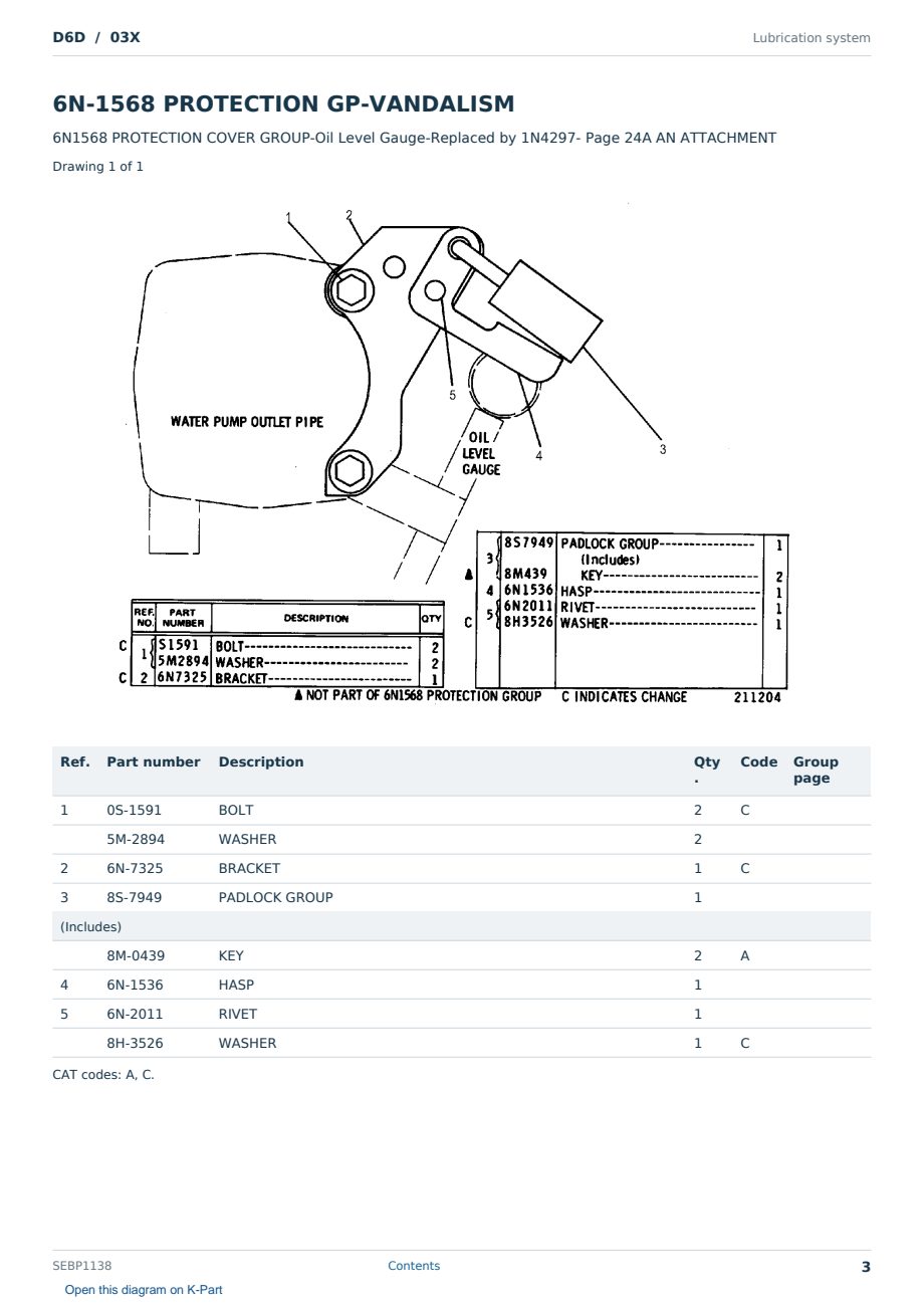 Caterpillar D6D S/N 03X Partsbook SEBP1138 (English) - sample page 3 of 10 Caterpillar D6D S/N 03X Partsbook SEBP1138 (English) - sample page 3 of 10