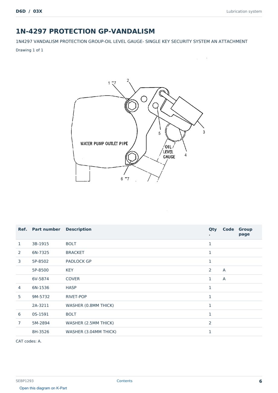 Caterpillar D6D S/N 03X Partsbook SEBP1293 (English) - sample page 6 of 10 Caterpillar D6D S/N 03X Partsbook SEBP1293 (English) - sample page 6 of 10