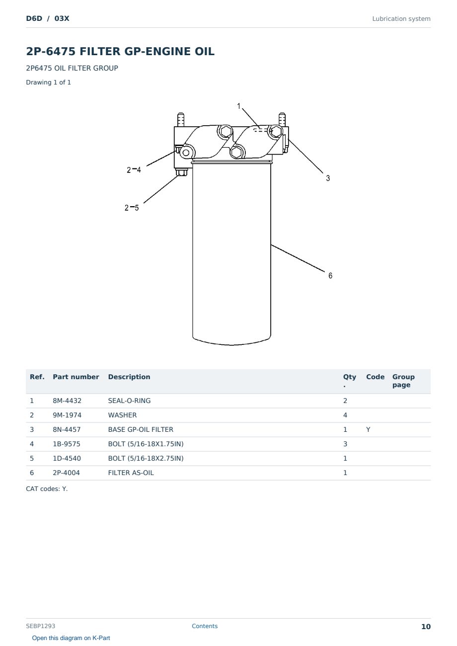 Caterpillar D6D S/N 03X Partsbook SEBP1293 (English) - sample page 10 of 10 Caterpillar D6D S/N 03X Partsbook SEBP1293 (English) - sample page 10 of 10