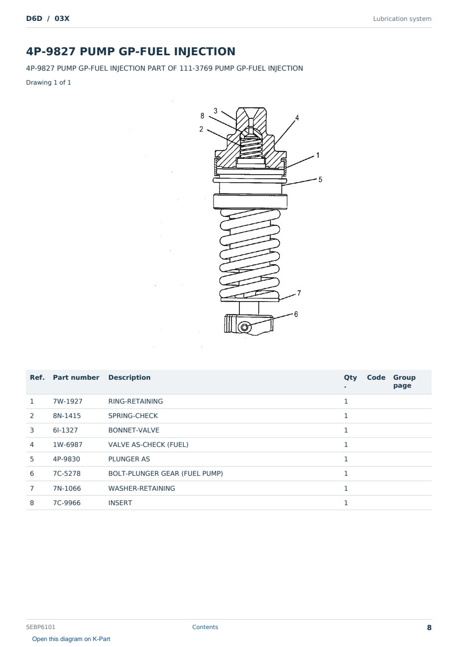 Caterpillar D6D S/N 03X Partsbook SEBP6101 (English) - sample page 8 of 10 Caterpillar D6D S/N 03X Partsbook SEBP6101 (English) - sample page 8 of 10