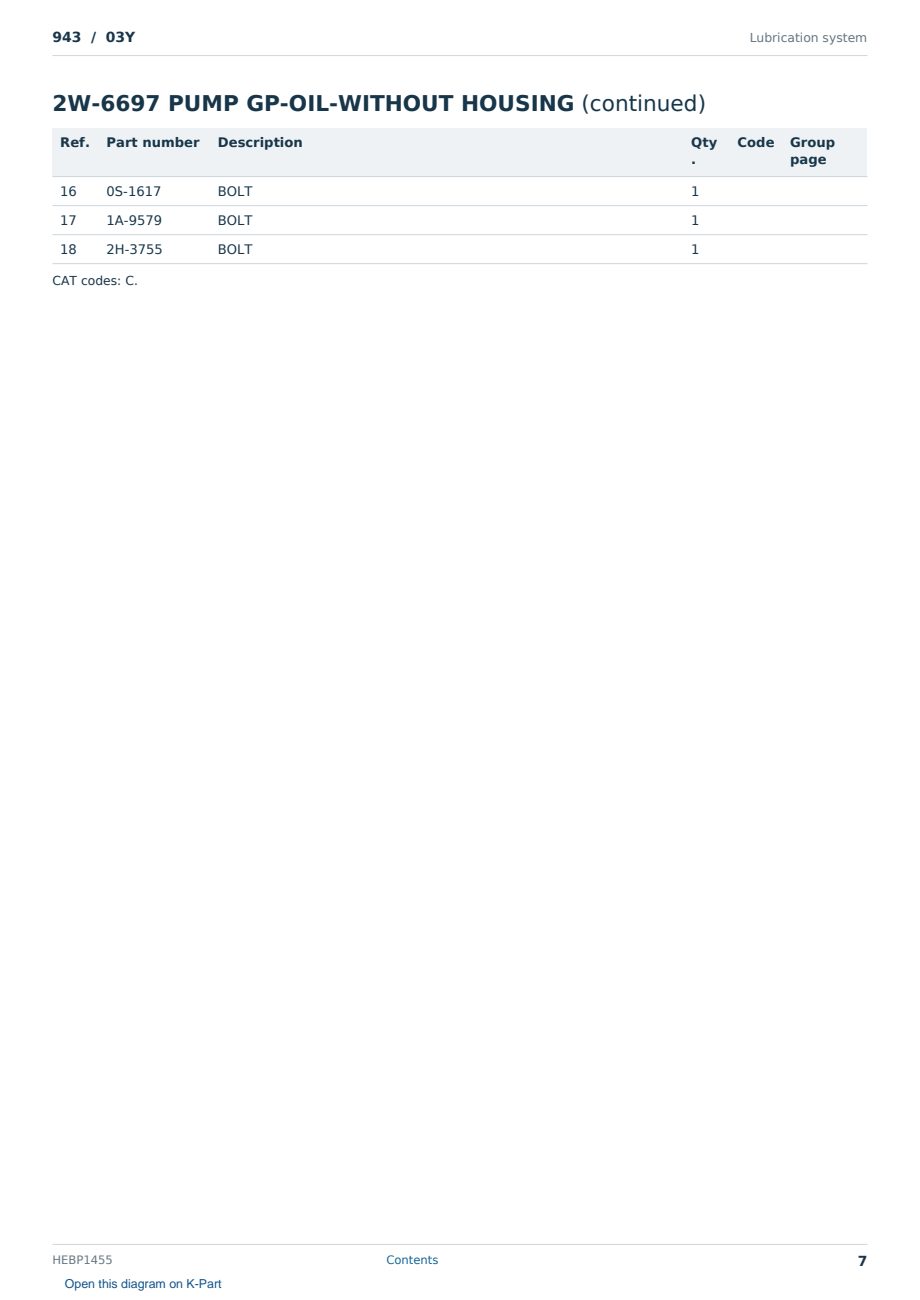 Caterpillar 943 S/N 03Y Partsbook HEBP1455 (English) - sample page 7 of 10 Caterpillar 943 S/N 03Y Partsbook HEBP1455 (English) - sample page 7 of 10