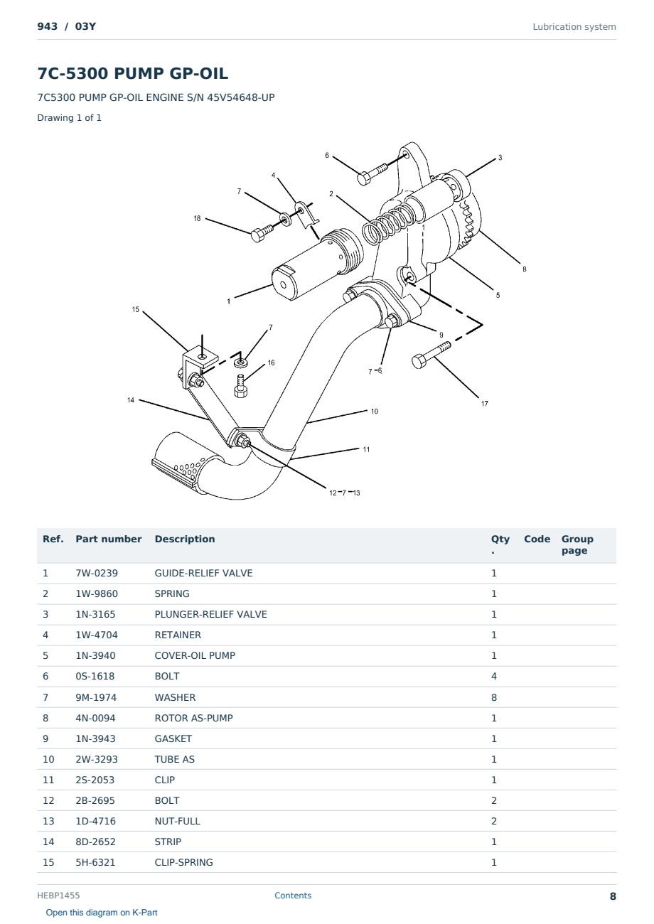 Caterpillar 943 S/N 03Y Partsbook HEBP1455 (English) - sample page 8 of 10 Caterpillar 943 S/N 03Y Partsbook HEBP1455 (English) - sample page 8 of 10