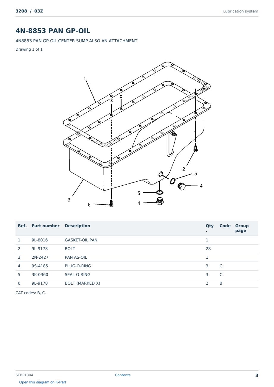 Caterpillar 3208 S/N 03Z Partsbook SEBP1304 (English) - sample page 3 of 10 Caterpillar 3208 S/N 03Z Partsbook SEBP1304 (English) - sample page 3 of 10