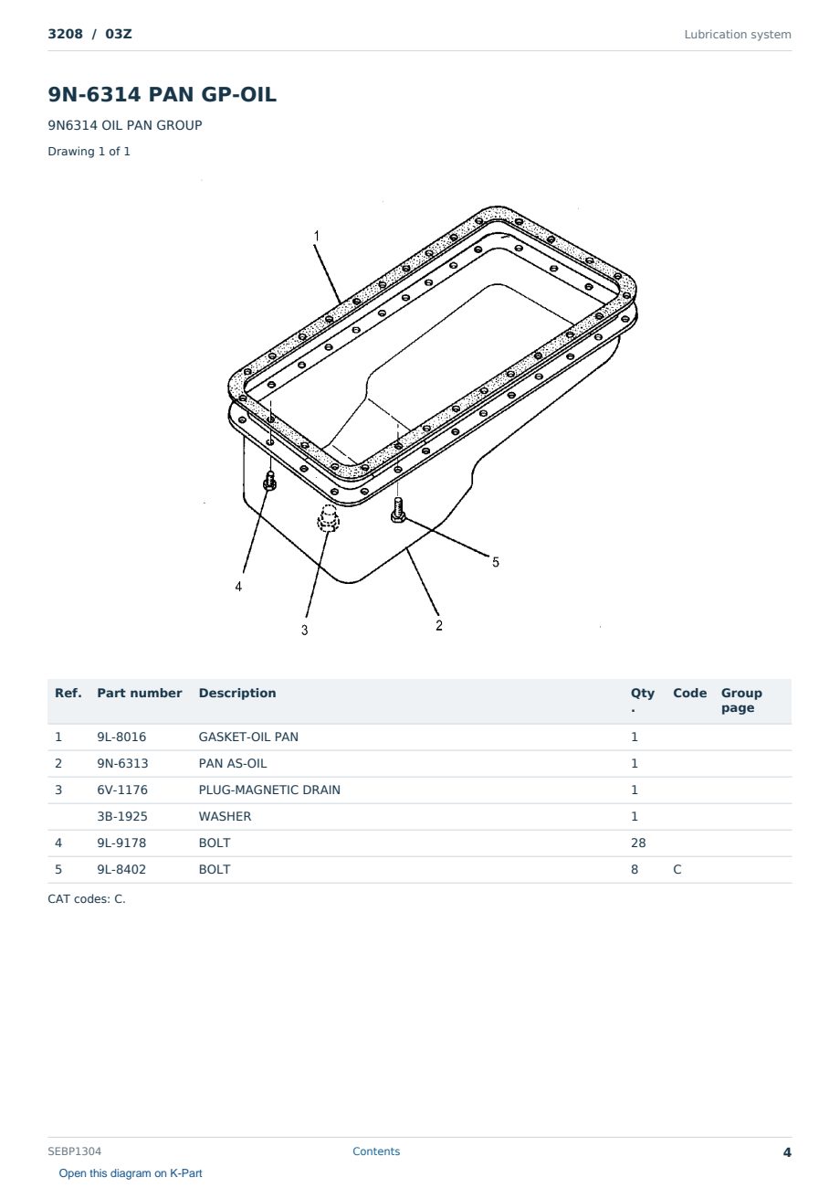 Caterpillar 3208 S/N 03Z Partsbook SEBP1304 (English) - sample page 4 of 10 Caterpillar 3208 S/N 03Z Partsbook SEBP1304 (English) - sample page 4 of 10