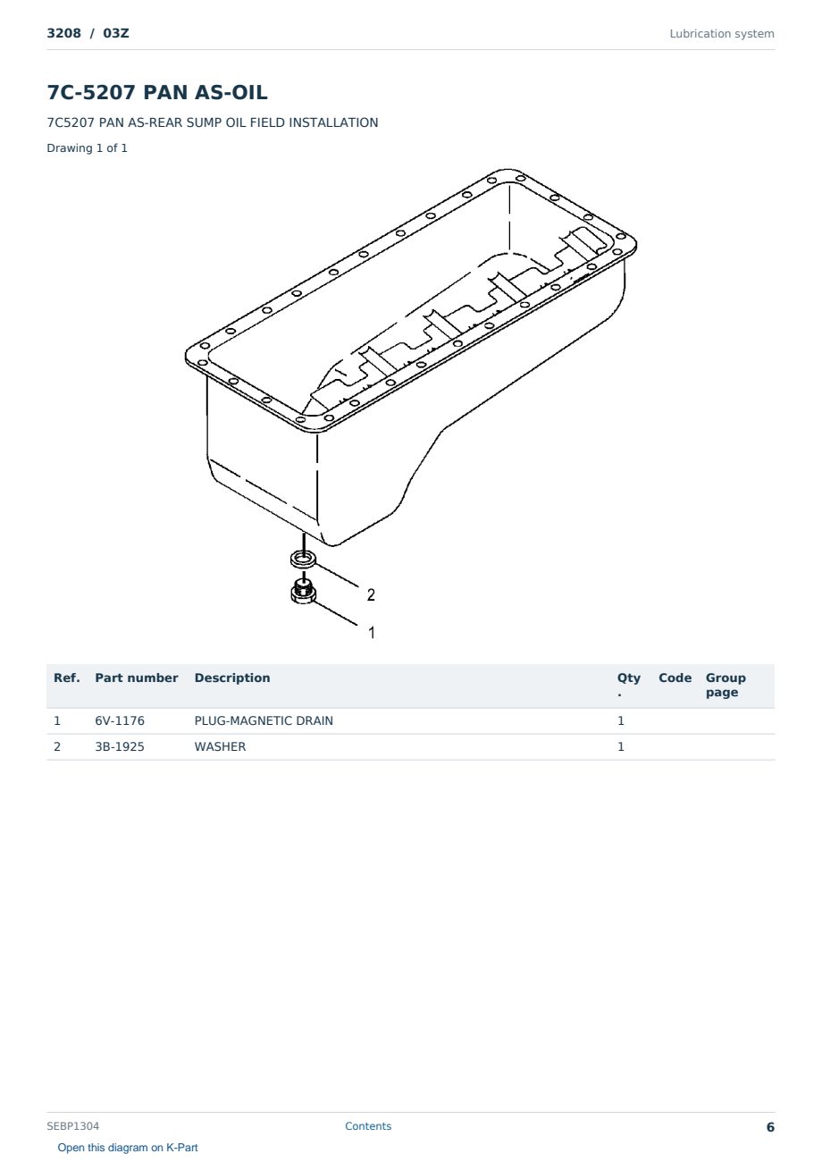 Caterpillar 3208 S/N 03Z Partsbook SEBP1304 (English) - sample page 6 of 10 Caterpillar 3208 S/N 03Z Partsbook SEBP1304 (English) - sample page 6 of 10