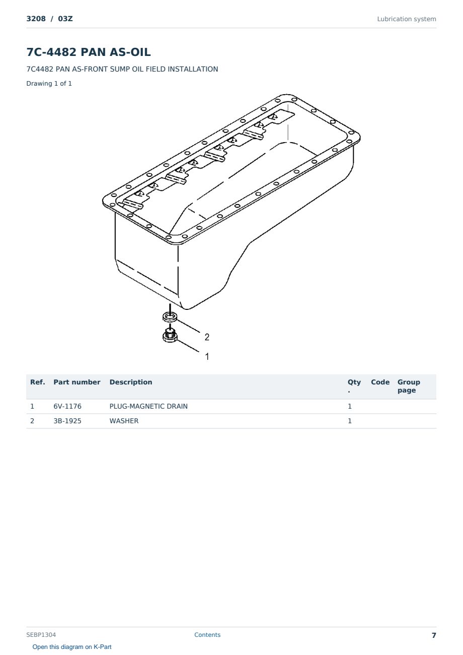 Caterpillar 3208 S/N 03Z Partsbook SEBP1304 (English) - sample page 7 of 10 Caterpillar 3208 S/N 03Z Partsbook SEBP1304 (English) - sample page 7 of 10
