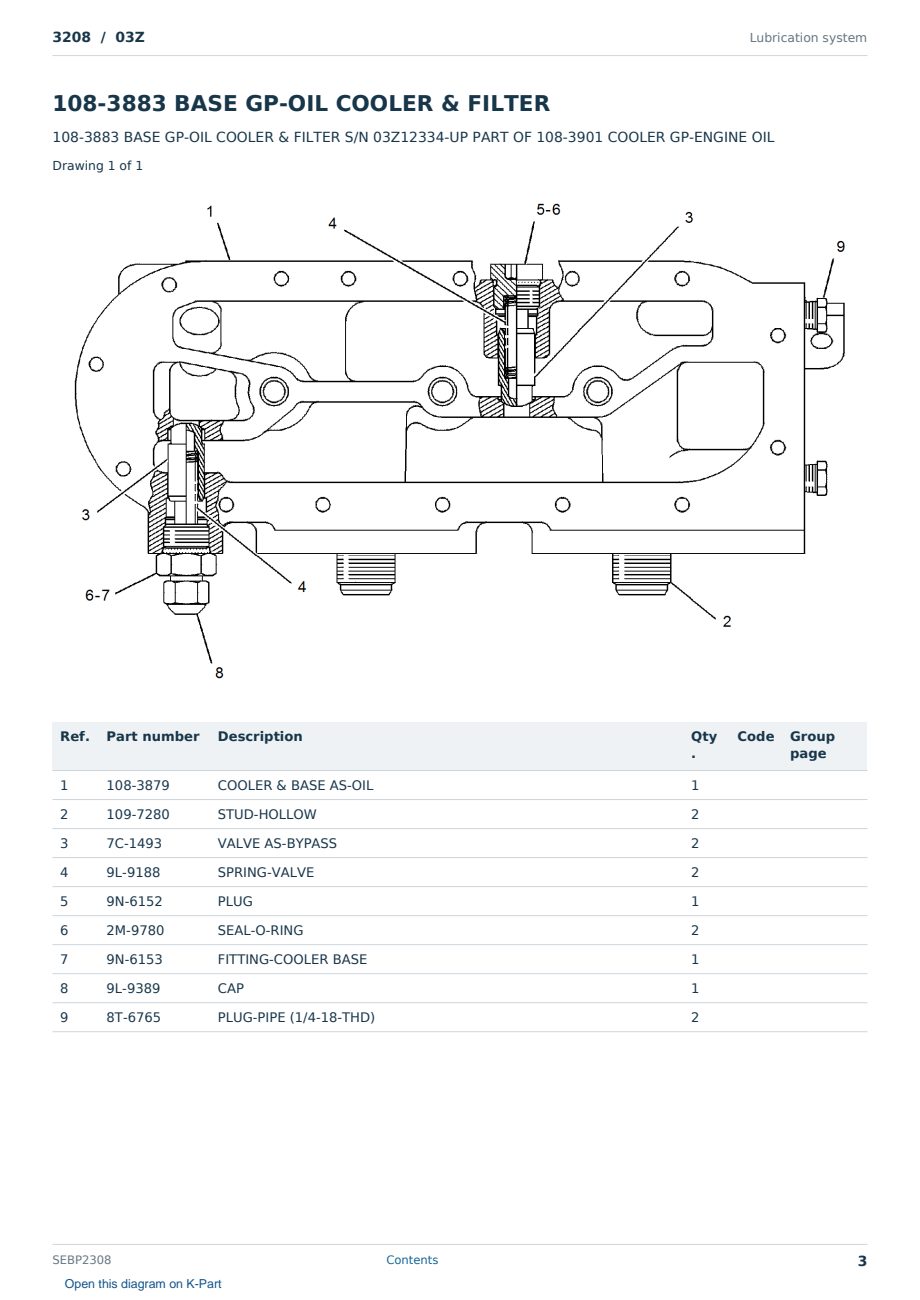 Caterpillar 3208 S/N 03Z Partsbook SEBP2308 (English) - sample page 3 of 10 Caterpillar 3208 S/N 03Z Partsbook SEBP2308 (English) - sample page 3 of 10
