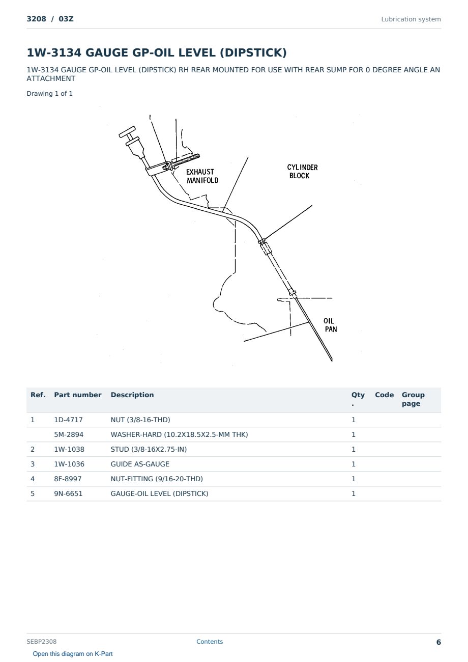 Caterpillar 3208 S/N 03Z Partsbook SEBP2308 (English) - sample page 6 of 10 Caterpillar 3208 S/N 03Z Partsbook SEBP2308 (English) - sample page 6 of 10