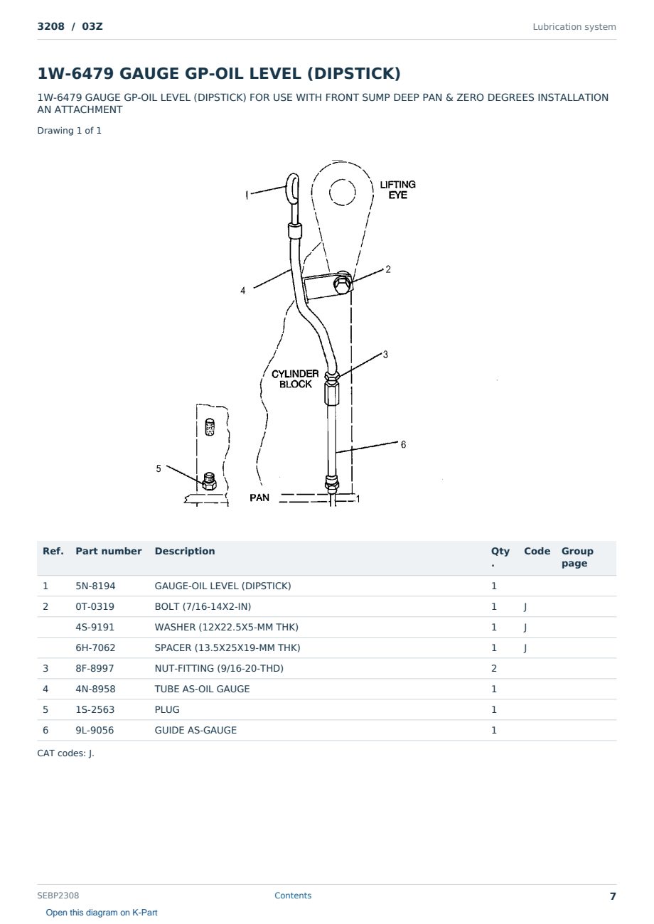 Caterpillar 3208 S/N 03Z Partsbook SEBP2308 (English) - sample page 7 of 10 Caterpillar 3208 S/N 03Z Partsbook SEBP2308 (English) - sample page 7 of 10