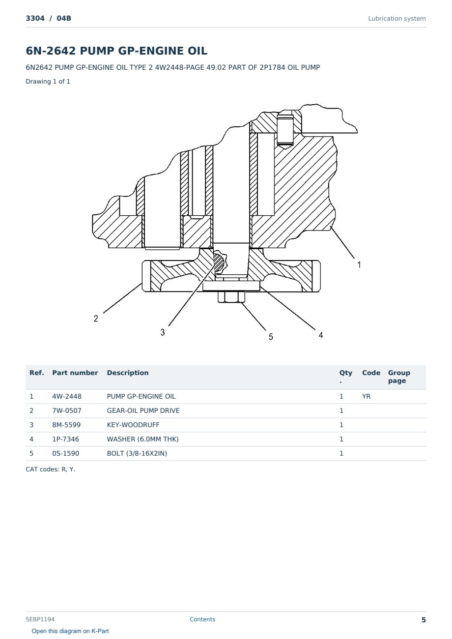 Caterpillar 3304 S/N 04B Partsbook SEBP1194 (English) - sample page 5 of 10 Caterpillar 3304 S/N 04B Partsbook SEBP1194 (English) - sample page 5 of 10